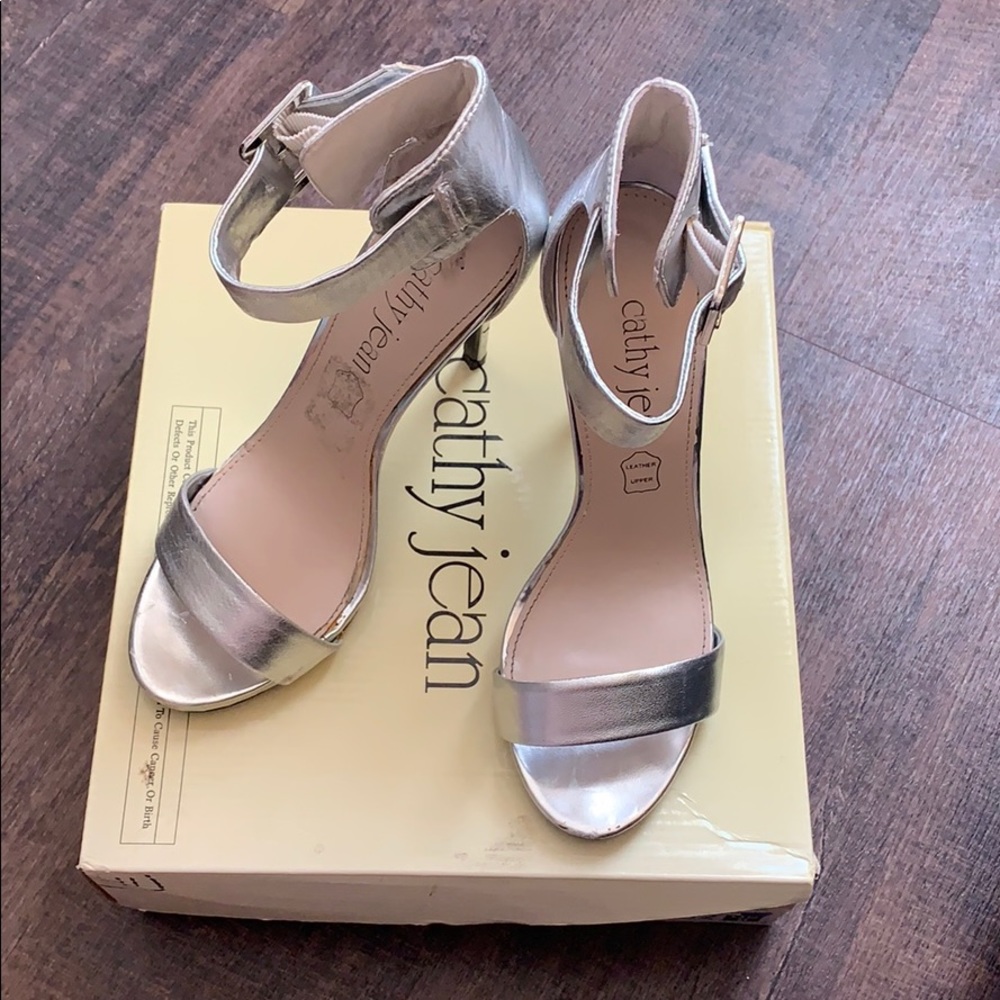 Cathy Jean | Silver Strappy Heels